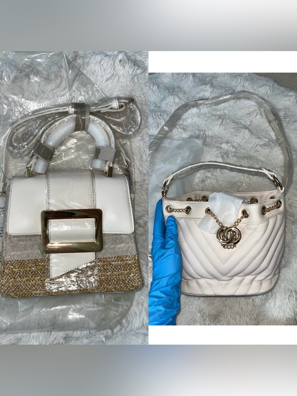 ✨BUNDLE DEAL NEUTRAL SET: NWT Cream Quilted Bucket Bag + Woven Straw Crossbody